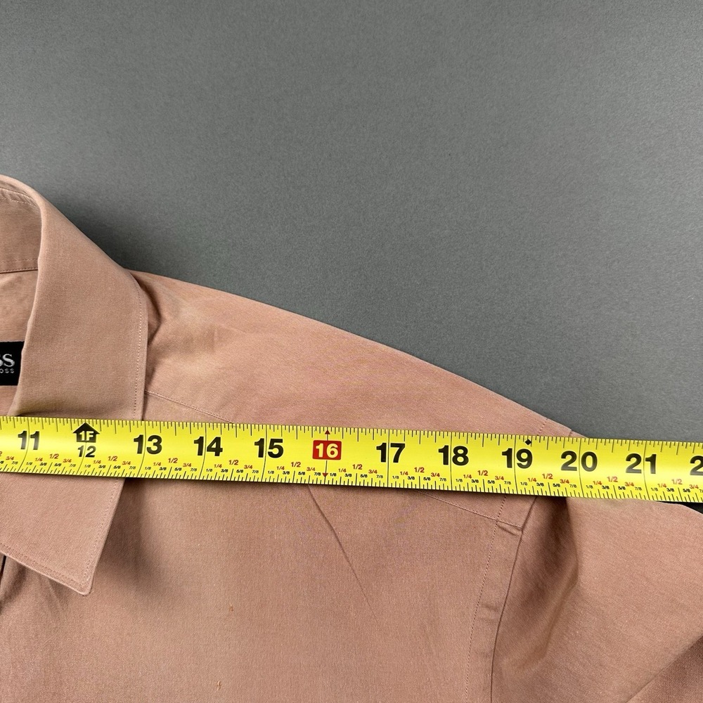 BOSS Hugo Boss Men's 34/35 Orange Dress Shirt Long Sleeve Button Up - Picture 6 of 11